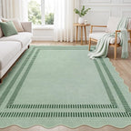 Scalloped Rug 5x7, Washable Area Rug Soft Rugs Non-Slip Throw Carpet by LORWER