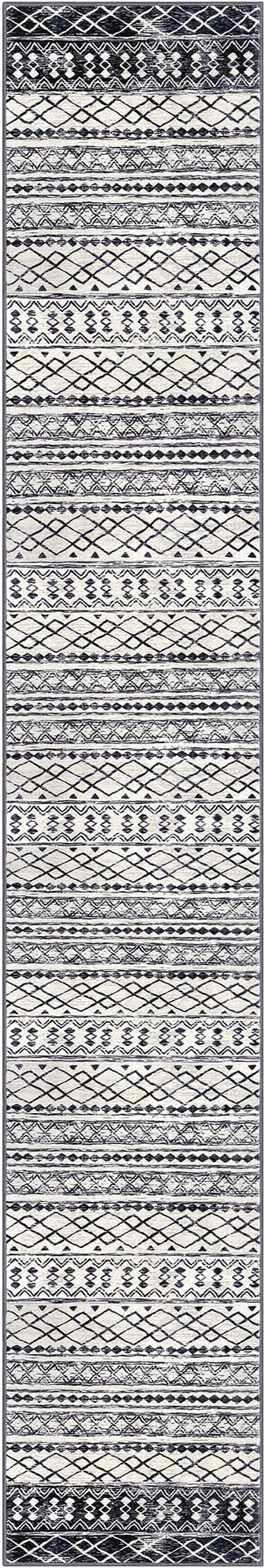 KUTA Boho Runner Rug for Hallway 2.6x16 Moroccan Washable Black Navy Blue Rugs - Image 8