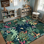 LIVEBOX Washable Bedroom Rug 8x10 Under Bed, Modern Stain Resistant Dark Green by LIVEBOX
