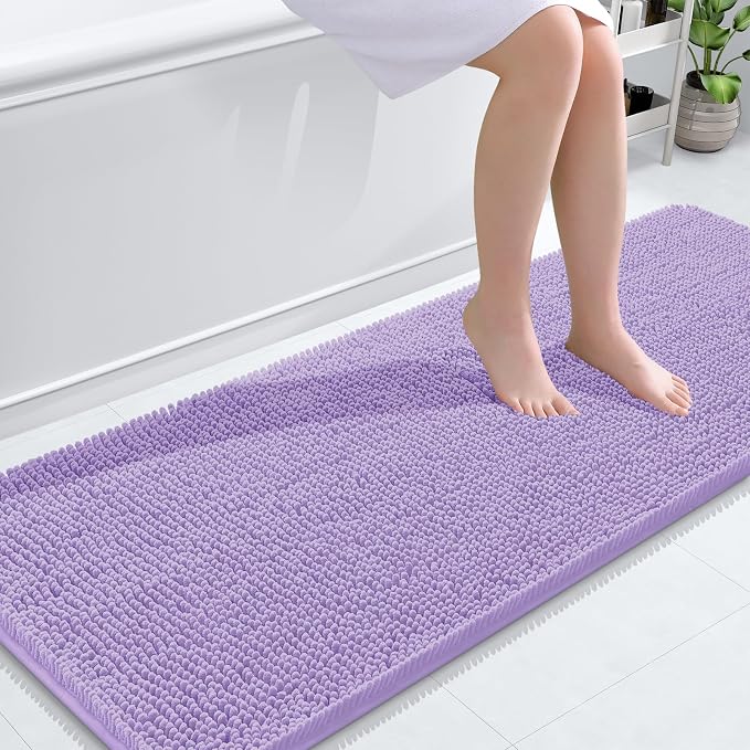 OLANLY Bathroom Runner Rugs 59x24, Soft Absorbent Chenille Bath Rugs, Rubber by OLANLY