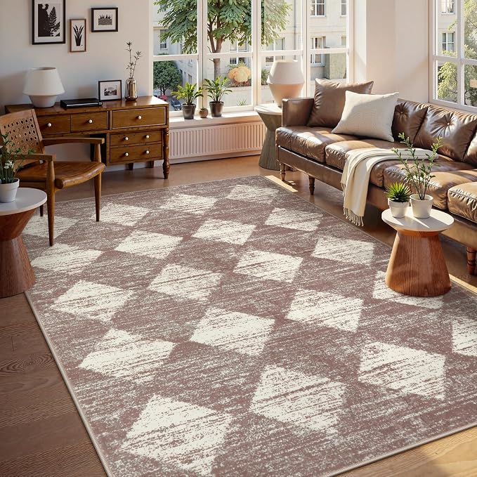Lahome Zelie Machine Washable Rugs 6x9, Soft Beige Rugs by Lahome