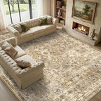 5x7 Area Rug for Living Room-Vintage Farmhouse Boho Floral Neutral Washable - Image 3