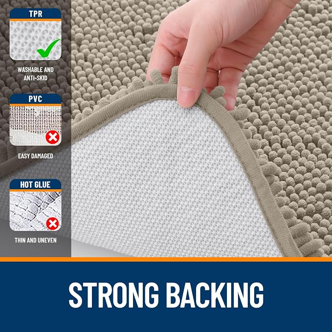 OLANLY Bathroom Rugs 32x20, Extra Soft Absorbent Chenille Bath Rugs, Rubber - Image 6