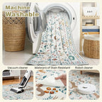 Runner Rug Washable Runners Kitchen Rugs Non Slip Neutral Floral Carpet Low Pile - Image 4