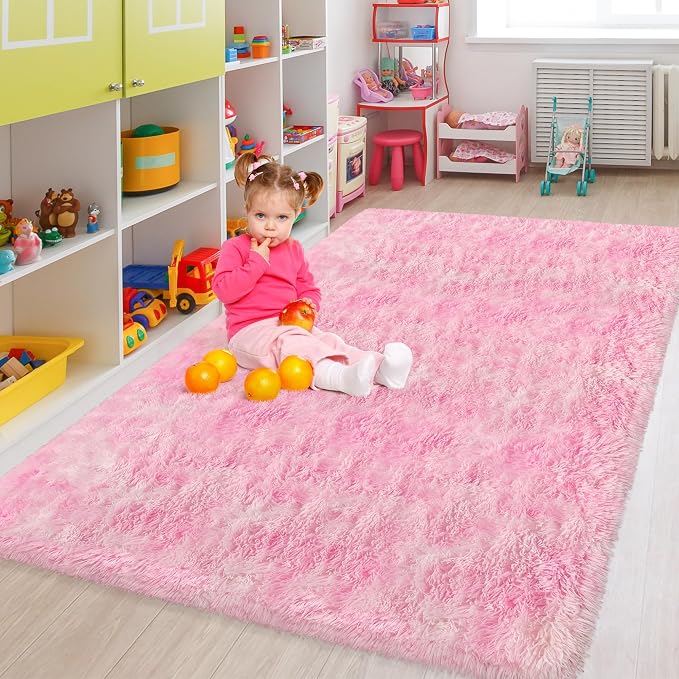 Fluffy Pink Rugs for Bedroom Girls, 5x8 Soft Fuzzy Area Rug Shag Carpet for - Image 7