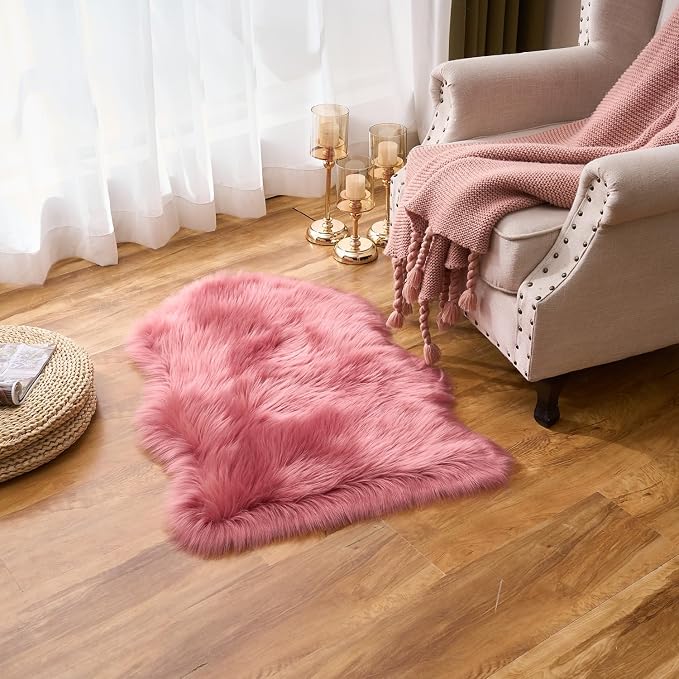 EasyJoy Ultra Soft Fluffy Shaggy Area Rug Faux Fur Rug Chair Cover Seat Pad - Image 5