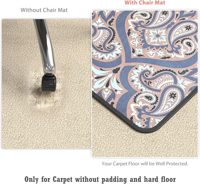 Heavy Duty Office Chair Mat for Carpet and Hardwood Floor Bohemian Desk Chair - Image 5