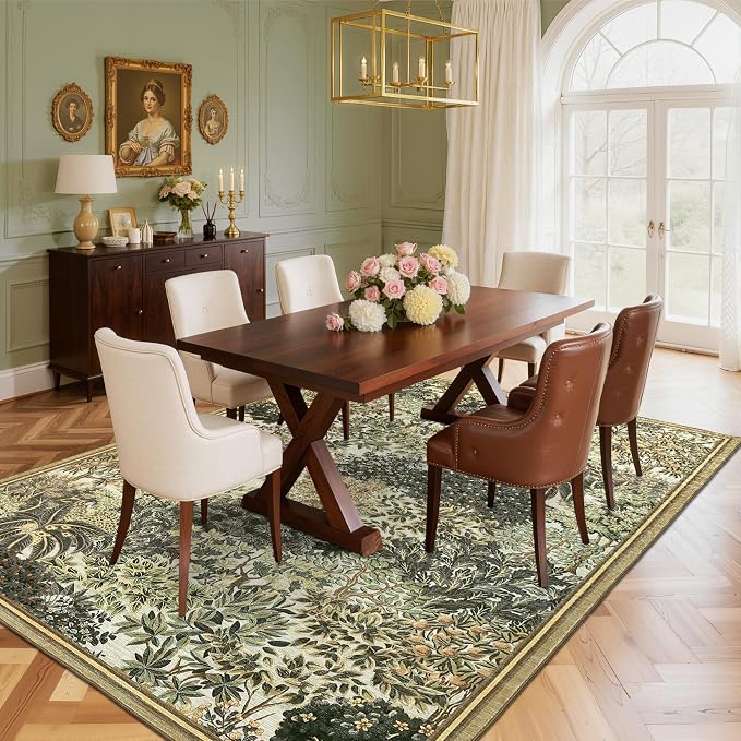 GarveeHome Forest Rugs 5x7, Botanical Low Pile Non Slip Stain Resistance - Image 8