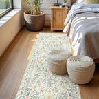 Wonnitar Washable Rug Runner 2'6''x8', Boho Floral Hallway Runner Rug 8ft Long - Image 2