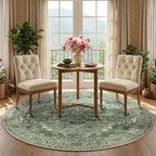 RELEANY Area Rugs Round 5ft Washable Non-Slip, Floral Vintage Distress - Image 2