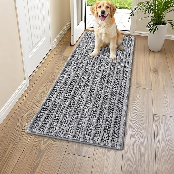 Smiry Dog Door Mat for Muddy Paws 47x17, Absorbent Dirt Trapper, Non-Slip by Smiry