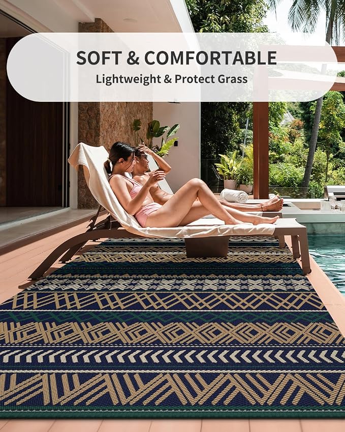 MontVoo Outdoor Rug Carpet Waterproof-Patio Rug Mat 5x8 Reversible RV Outdoor - Image 8