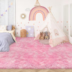 8x10 Pink Area Rugs for Bedroom Girls Room, Tie-Dyed Fluffy Pink Rug for by TENNOLA