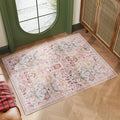 AMTOVO 2x3 Washable Entryway Area Rug Door Mat, Vintage Boho Floral Distressed by AMTOVO