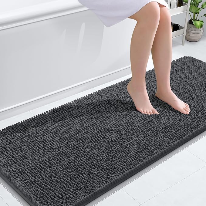 OLANLY Bathroom Runner Rugs 59x24, Soft Absorbent Chenille Bath Rugs, Rubber by OLANLY