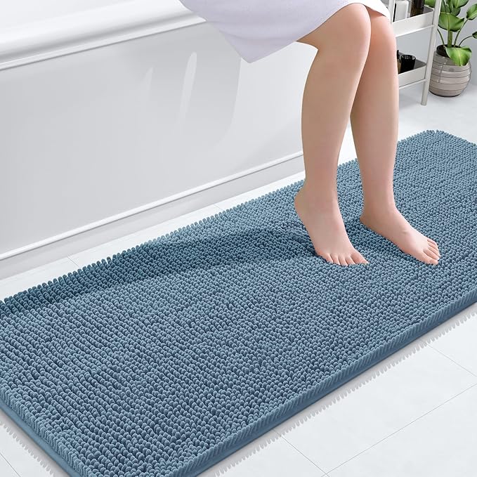 OLANLY Bathroom Runner Rugs 59x24, Soft Absorbent Chenille Bath Rugs, Rubber by OLANLY