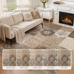 UERMEI 8x10 Area Rug for Living Room, Washable Brown Modern Geometric Patchwork - Image 8