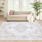 XLUEZ Area Rug 4x6 Vintage Rug, Machine Washable Vintage Distressed Medallion by XLUEZ