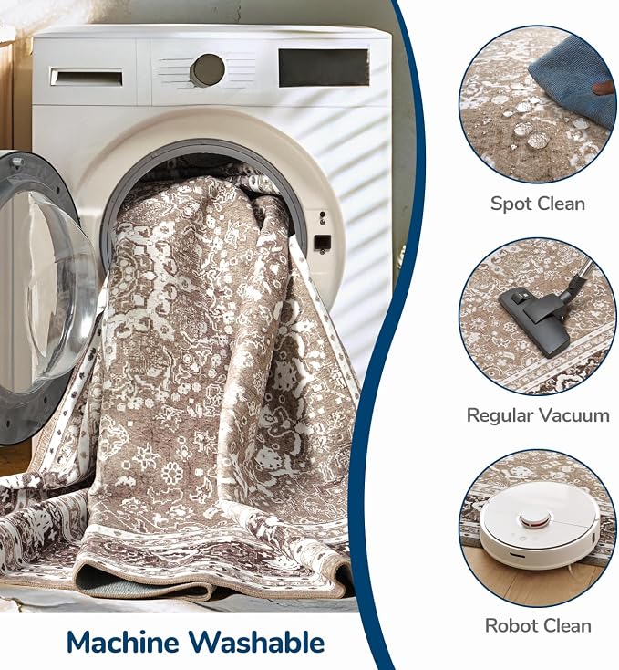 Lessymo 5x7 Area Rugs 5x7, Machine Washable Area Rugs, Super Soft Faux-Wool - Image 4