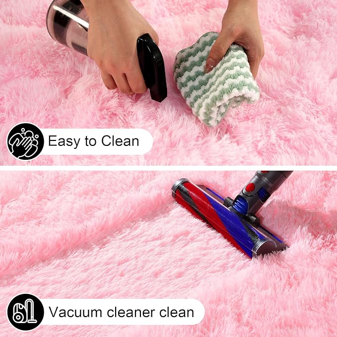 8x10 Area Rugs for Living Room, Large Fluffy Pink Rugs for Bedroom, Fuzzy Shag - Image 3