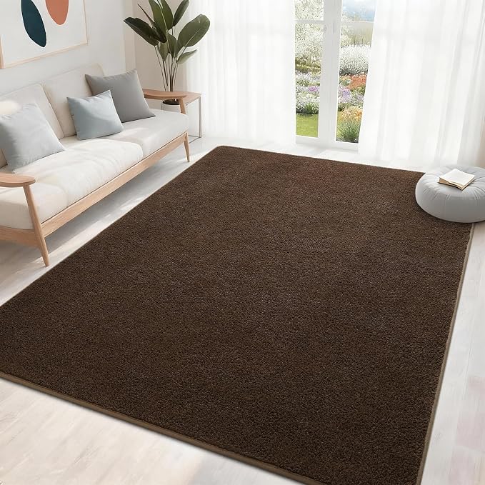 6x9 Feet Brown Area Rugs for Bedroom, Indoor Washable Memory Foam Rug for - Image 3