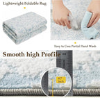 6x9 Fluffy Area Rug Blue Shag Neutral Carpet - Image 8