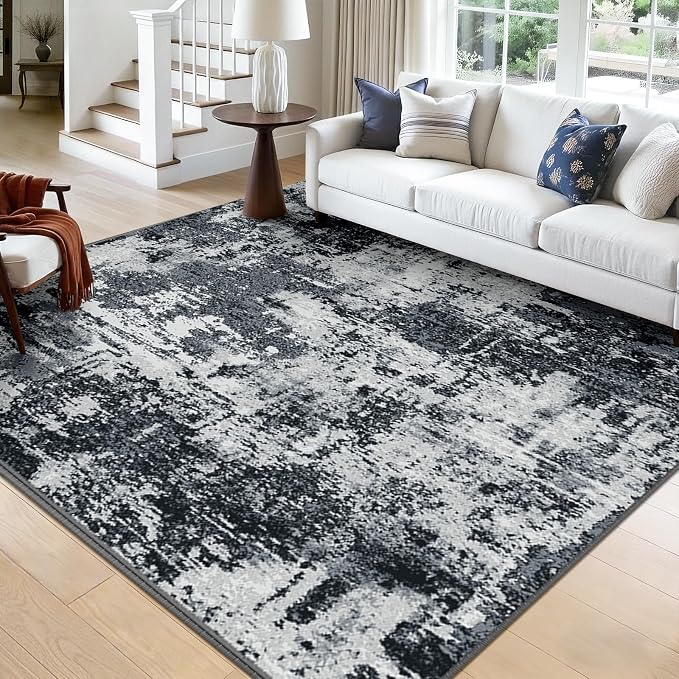 RELEANY Washable Area Rugs Square 9ft Non-Slip Modern Abstract Soft by RELEANY