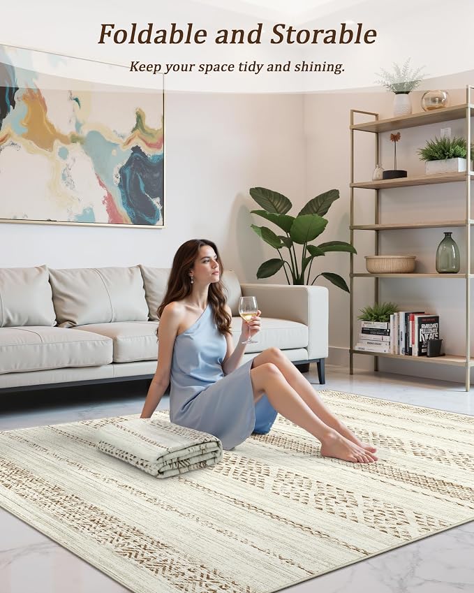 Miukiki 9x12 Area Rug for Living Room Moroccan Washable Rugs Non Slip Indoor - Image 6