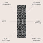 JONATHAN Y Boho Vintage Diamond Black/Ivory Runner Rug 2X10 ft, Moroccan Hype - Image 2