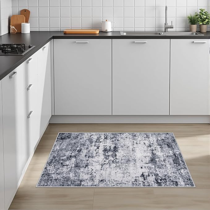 Washable Area Rug 2x3 Entryway Rug: Washable Modern Abstract Soft Thin Rug - Image 3
