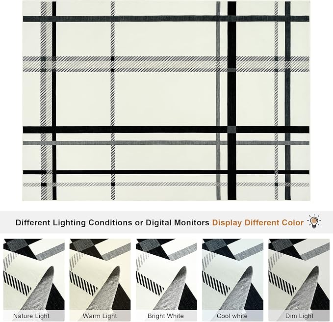 Terrug Plaid Area Rug for Entryway, Soft Low Pile Abstract Carpet for Home - Image 4