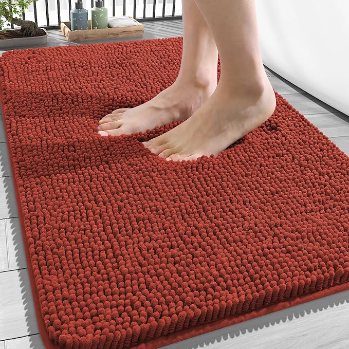 OLANLY Bathroom Rugs 34x21, Extra Soft Absorbent Chenille Bath Rugs, Rubber by OLANLY