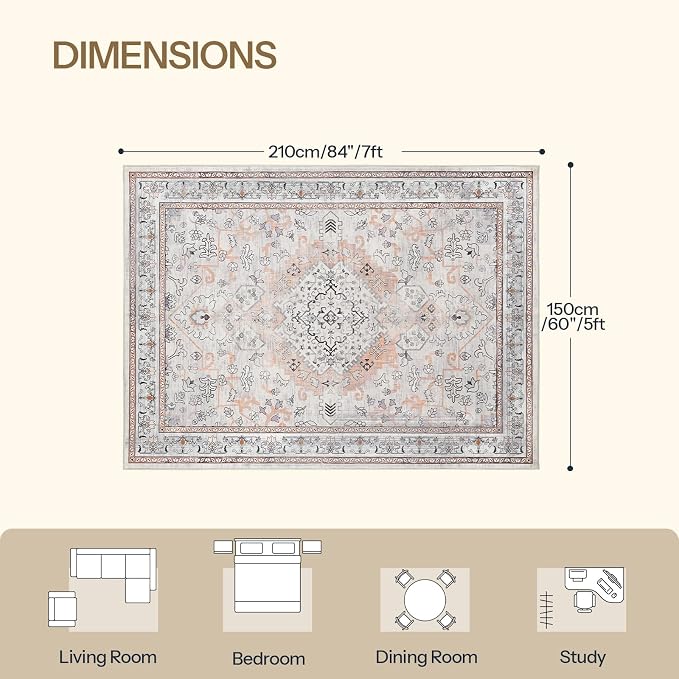HOOBRO 5 x 7 Area Rugs Washable, Living Room Rugs, Non-Slip Rug Stain Resistant - Image 3