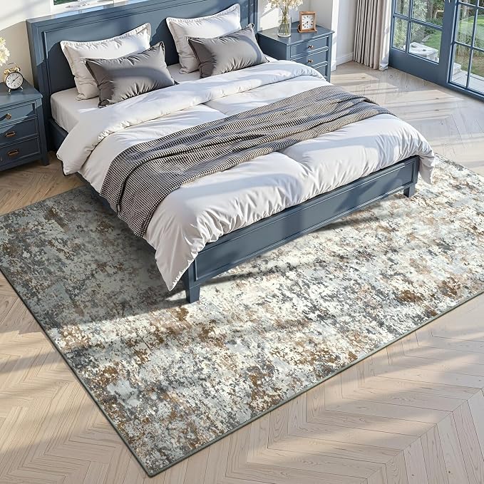 Toneed Abstract Area Rug Modern Washable Rug Soft Non Slip Rug Low Pile - Image 2