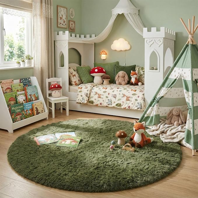 Amdrebio Olive Green Round Rug 4Ft - Image 3