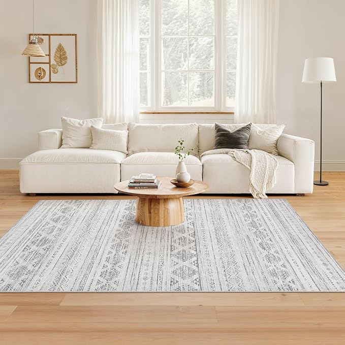Nakagishi 4x6 Area Rugs Living Room: Washable Boho Large Neutral Soft Farmhouse - Image 3