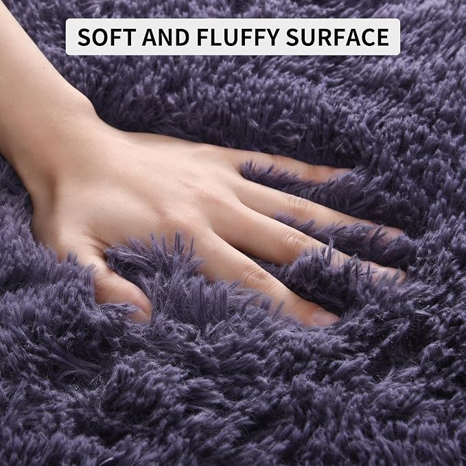 Tepook 4x6 Area Rugs for Living Room, Soft Fluffy Shag Gray Purple Rug for - Image 8