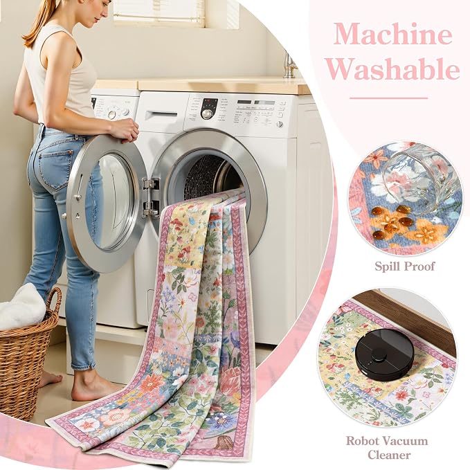 LIVEBOX Pink Washable Rugs 8x10 - Image 6