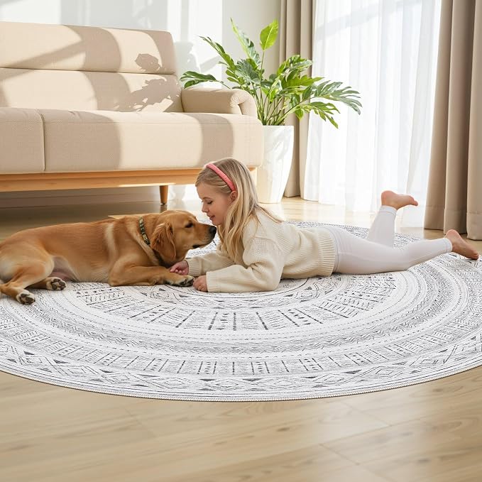 cotiled 6x6 Round Area Rugs Living Room Rug: Washable Boho Rugs - Image 7