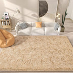 BENRON Fluffy Beige Rugs for Living Room Bedroom 4x6, Soft Plush Fuzzy Shaggy - Image 2