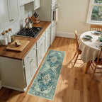 RELEANY Area Rugs Runner 2'x5' Washable Non-Slip, Floral Vintage Distress by RELEANY