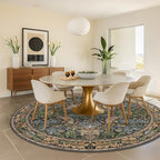 Washable Boho Round Rugs 8ft for Living Room, Ultra Soft Forest Large Circular - Image 3