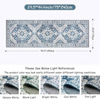 Moynesa Blue Vintage Floral Medallion Runner Rug, Machine Washable, Pet Friendly - Image 2