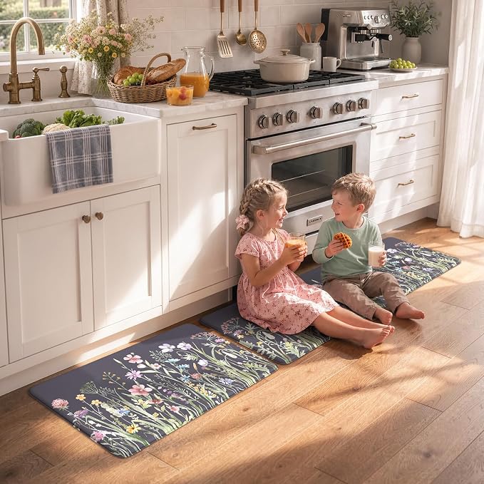 KIMODE Anti Fatigue Kitchen Mat, Farmhouse Floral Kitchen Rugs, Kitchen Floor - Image 8