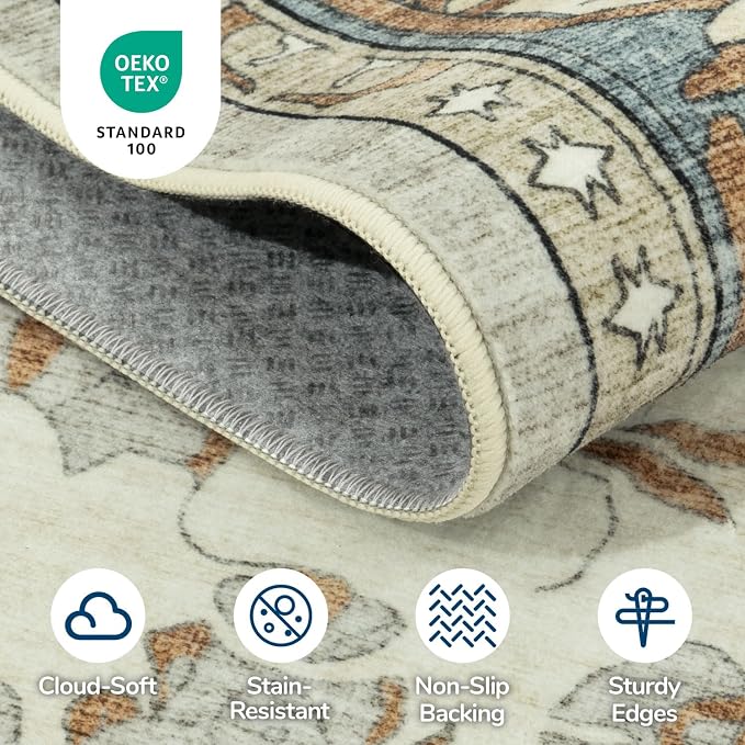 Lessymo Washable Area Rug for Living Room, 9x12 Large Rugs - Image 6