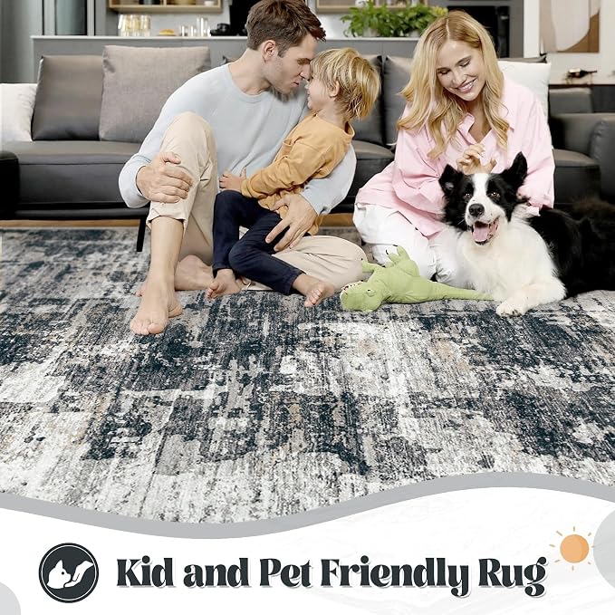 XLUEZ 8x10 Area Rugs for Living Room, Washable Modern Abstract Large Area Rug - Image 3