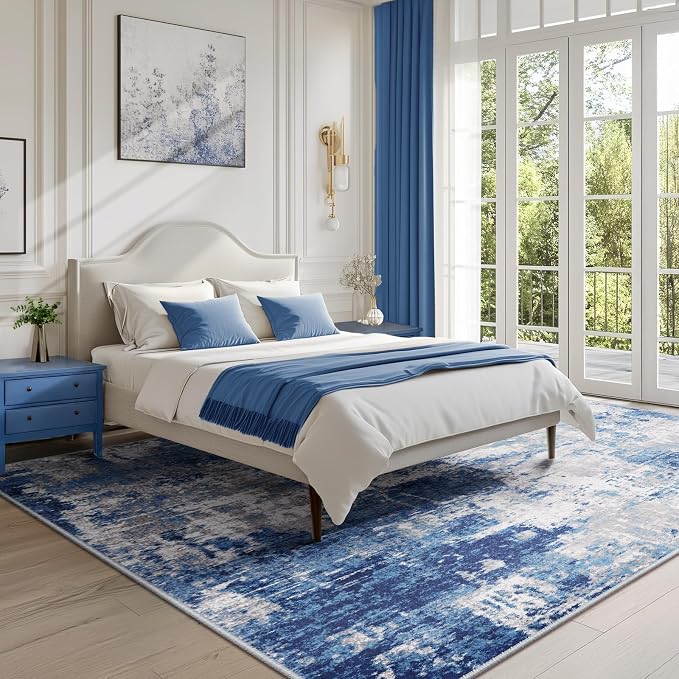 RELEANY Washable Area Rugs 4'x5' Non-Slip Modern Abstract Soft - Image 4