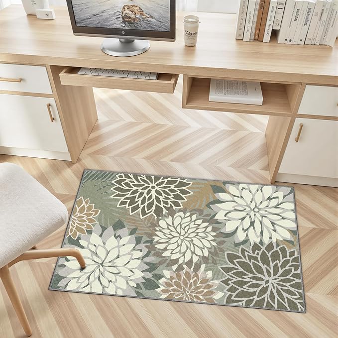 Arenarug 2x3 Washable Small Rug Tropical Botanical Modern Floral Indoor - Image 3