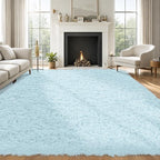 8x10 Area Rug for Living Room:Ultra Soft Fluffy Shag Teal Blue Rugs, Large - Image 8