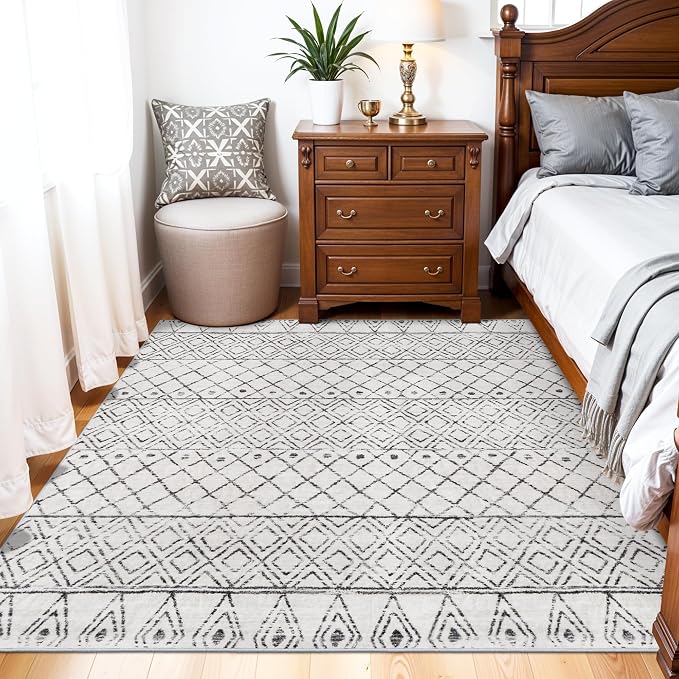 Washable 5x5 Rug Square Moroccan: Non-Slip Soft Indoor Throw Large Carpet - Image 4
